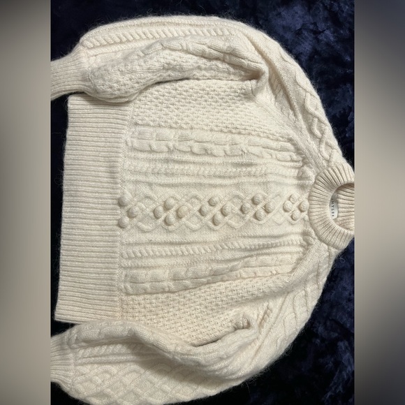 Demylee J.Crew balloon sleeve cable knit wool mohair mix sweater cult favorite S - Picture 4 of 16